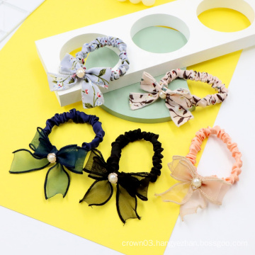 UNIQ  Bowtie Hair Pearl Scrunchie Bowknot Lace Hair Ties Korean Hair Accessories For Women Girl